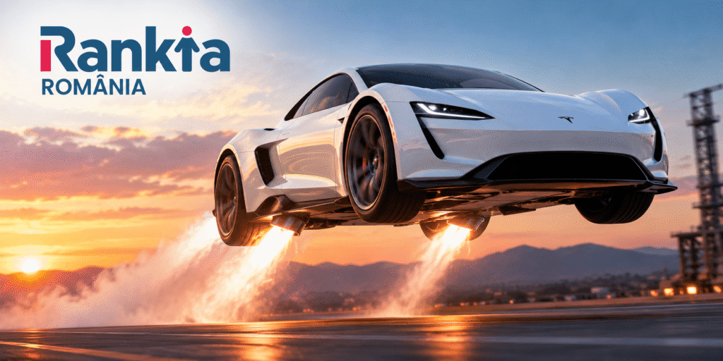 Tesla Roadster 2026 executând o manevră aeriană asistată de propulsoare SpaceX