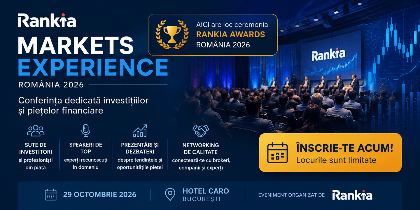 Rankia Markets Experience România 2026 – conferință despre investiții și piețe financiare la Hotel Caro București.